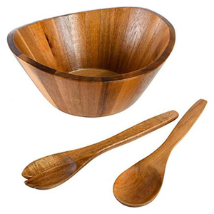 ชุดชามไม้อะคาเซียแกะสลักทำด้วยมือพร้อมถาดเครื่องใช้ในครัวดีไซน์คลาสสิกเป็นมิตรกับสิ่งแวดล้อมและทนทานต่อการใช้งานในครัว - Product Image 2