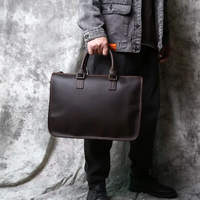 Porte-documents en cuir vintage pour homme, sacoche pour ordinateur portable 14 pouces, usage quotidien, durable, faite à la main, écologique, légère et protectrice