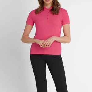 Polo rose tendance pour femme 2026 à manches courtes, couleur unie, en tissu piqué décontracté, longueur standard - Product Image 4
