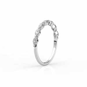 Anillo Clásico de Media Eternidad de Oro Sólido de 14K/18K para Mujer con Diamantes Ovalados/Marquesa Cultivados en Laboratorio, Joyería Fina con Certificación de Terceros - Product Image 2