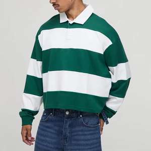 Polo de rugby à manches longues pour homme de haute qualité, rayures cousues, logo brodé personnalisé, polo de rugby à manches longues - Product Image 1