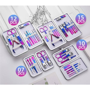 Kit de pédicure professionnel, ensemble de manucure, outils de soin des ongles, 7/10/12/15/18 en 1, outils de coupe-ongles en acier inoxydable, kit Naik - Product Image 2