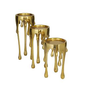 Porte-bougie en aluminium au design luxueux effet goutte d'or, support décoratif moderne pour bougies piliers, pour la décoration de la maison et du salon - Product Image 1