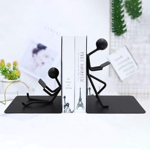 New design Modern Metal Bookend Set Human Figure Reading Design Decorative <b>Book</b> Holder Office Desk Organizer Home Decor - Product Image 3