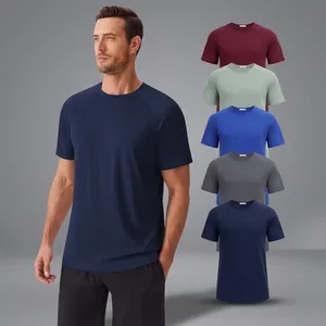 เสื้อยืดคอกลมผู้ชายทันสมัยมีสไตล์สีทึบน้ำหนักเบาระบายอากาศได้ดีแขนสั้นเสื้อผ้าลำลองสำหรับทำงานท่องเที่ยวกลางแจ้ง - Product Image 2