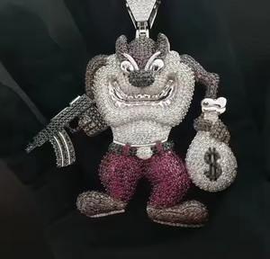 Pendentif Queen Elizabeth en argent 925 plaqué or rose, diamant Moissanite, pendentifs et breloques de haute joaillerie Queen Elizabeth - Product Image 3