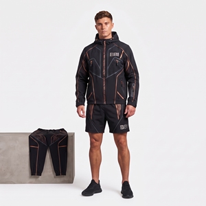 mens <b>emerald</b> <b>green</b> 3 piece tracksuit hooded windbreaker jacket athletic shorts tapered track pants running gym training <b>suit</b> - Product Image 5