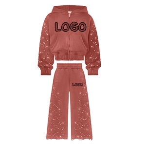 Nuevo Conjunto Deportivo de Invierno para Hombre, Estilo Streetwear, con Capucha, Lavado Ácido, Color Sólido, con Pedrería, de Alta Calidad, con Logotipo Personalizado - Product Image 6