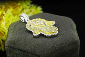 Pendentif Main de Fatima en Argent 925 avec Diamant Moissanite VVS, Talisman Hip-Hop, Cadeau - Product Image 5