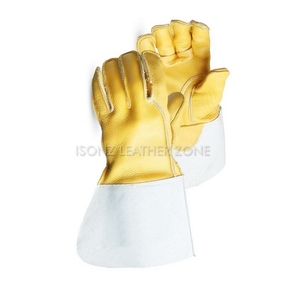 Guantes de Trabajo de Cuero Reforzado para Soldadura TIG/MIG, Protección Térmica, Industriales, para Forja y Fundición, con Puño Largo y Refuerzo en el Pulgar - Product Image 4