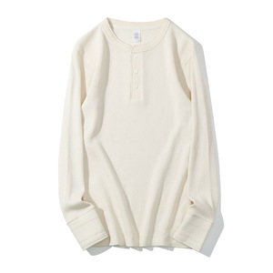 <b>Men's</b> Long Sleeve Thermal <b>Henley</b> <b>Shirt</b> Waffle Knit Casual Crew Neck Top Solid Color 2026 - Product Image 1