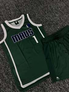 Ensemble de maillots de basket-ball pour hommes HAQ MEHARBAN SPORTS, vert, col en V, sans manches, sublimé, respirant, en maille, uniformes 100% polyester - Product Image 4
