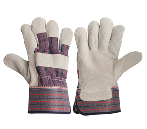 Guantes de Trabajo de Cuero con Puño a Rayas Púrpuras, Resistentes a la Abrasión, Antideslizantes en las Puntas de los Dedos, Guantes de Seguridad de Uso General - Product Image 2