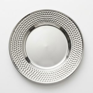 Assiette de table martelée polie miroir en acier inoxydable SS304 de 26 cm, style INS, faite à la main, pour la maison et les mariages - Product Image 1