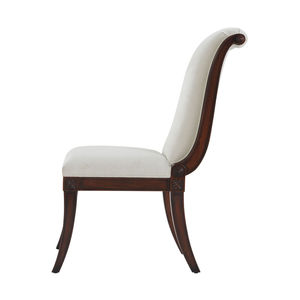 Chaise de salle à manger classique néoclassique française avec dossier médaillon en bois d'acajou pour mobilier haut de gamme pour la maison et l'hôtellerie - Product Image 3