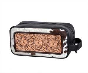 Trousse de Toilette en Cuir Véritable Façon Western, Sac de Voyage en Cuir de Vachette à Poils, Trousse de Rasage et Cosmétiques pour Hommes et Femmes - Product Image 2