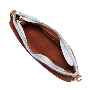 Sac à bandoulière hobo vintage en cuir tissé et polyester pour femmes |   Sac à main décontracté à bandoulière de grande capacité avec imprimé vagues - Product Image 1