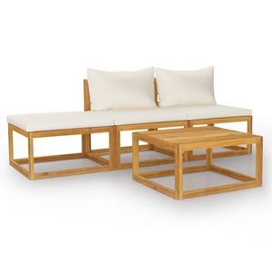 Ensemble de salon de jardin en bois naturel et crème - Product Image 2