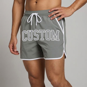 Men's Gray Custom Print Drawstring <b>Shorts</b> With Side Stripe Quick Dry Mid Waist Casual <b>Short</b> <b>Shorts</b> - Product Image 1