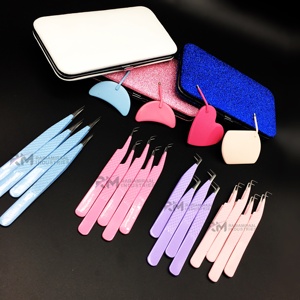 แหนบติดขนตา RMI สแตนเลสสตีล ปลายเรียบ 11 สีเคลือบผง ด้ามจับเพชร ปลายสีเงิน - Product Image 5