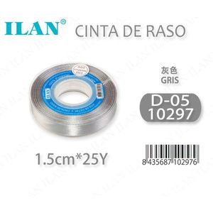 Ruban en satin 1,5 cm x 25 m gris D05 pour décoration de cadeaux - Product Image 3