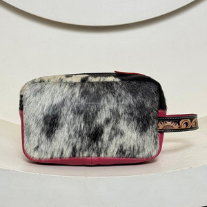 Women's Genuine Tooled Leather Makeup <b>Storage</b> <b>Bag</b> Custom Logo Travel Beach for Toiletry Pouch <b>with</b> Cowhide <b>Zipper</b> Cosmetic <b>Bags</b> - Product Image 5