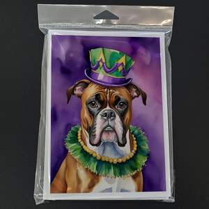 Boxer King of Mardi Gras Whimsical A7 Tarjetas de felicitación en blanco Paquete de 8 con sobres 5x7 Tamaño de nota - Product Image 3