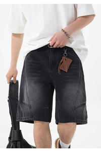 Unisex Patchwork Denim <b>Shorts</b> Men Women Two Tone Color Block Cut and Sew Baggy Jorts Vintage Washed Streetwear Pants Wholesale - Product Image 5