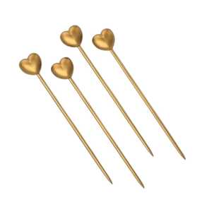 Piques à cocktail en forme de cœur dorées, brochettes alimentaires réutilisables en acier inoxydable pour fêtes et mariages - Product Image 6