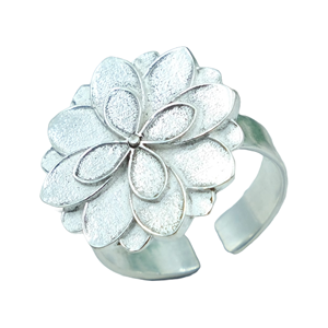 Anillo de Plata de Ley 925 con Flor, Ajustable, Hecho a Mano, Diseño Floral Vintage, Joyería para Mujer, Anillo Abierto, Regalo - Product Image 1