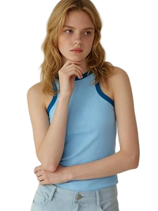 Women's Double-Sided Nylon Tank <b>Top</b> Casual Street Wear <b>Cropped</b> Stretch Rib Knit Sleeveless Vest Solid T-Shirt Style - Product Image 4