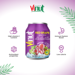 250ml Refrescante Tropical Venta caliente Bebida de jugo de uva roja con pulpa Lista para enviar Hecho en la fábrica de Vietnam (OEM, ODM) - Product Image 2