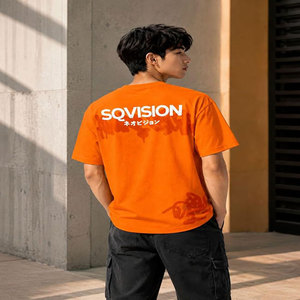 Camiseta de Manga Corta Naranja para Hombre Sqvision, Corte Regular, Cuello Redondo, Informal, 100% Algodón, Impresión Serigráfica, Secado Rápido, Transpirable - Product Image 3