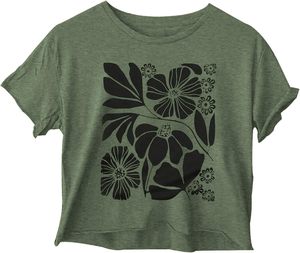 Camisetas cortas de manga corta para mujer, camisetas con estampado de flores silvestres, cuello redondo, camisetas gráficas holgadas informales de verano - Product Image 2
