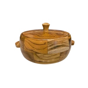 Chauffe-tortillas classique en bois de manguier avec couvercle, boîte à roti en bois pour cuisine et salle à manger, récipient de rangement rond écologique pour chapati - Product Image 2