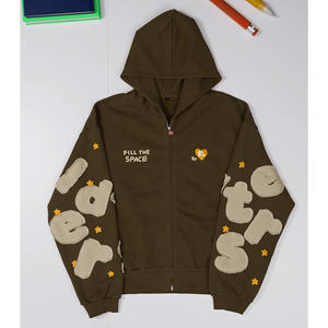 Sudadera con capucha y cremallera para hombre, diseño personalizado, bordado, estampado en relieve, transpirable, holgada, talla grande, para invierno - Product Image 3