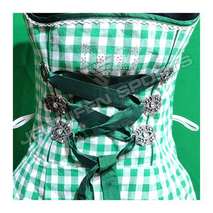 Women <b>Green</b>&White Checkered Lace-Up Dirndl <b>Dress</b> 3 Piece Bavarian Oktoberfest Costume Blue <b>Gingham</b> Trachten Outfited - Product Image 2