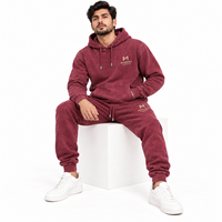 MANGOES FASHION Survêtement unisexe en molleton 100% coton marron à capuche, manches longues, couleur unie, pantalon de survêtement à cordon de serrage, streetwear