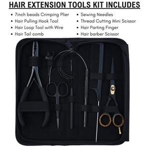 Kit de Instalación de Extensiones de Cabello de Acero Inoxidable, Herramienta de Crimpado, Gancho para Cabello, Enhebrador de Bucle, Sellador de Cinta para Extensiones - Product Image 4