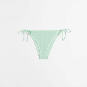 Professional Manufacturer Top Stylish Customized Design Women Solid Mint Green Ribbed Tie Side <b>Bikini</b> Spandex/Polyester Thongs - Product Image 5