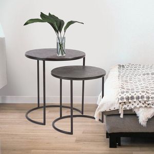 Stylish Compact Iron Nesting Table Set With Antique Finish For Small <b>Space</b> Living Room Furniture <b>Decoration</b> - Product Image 2