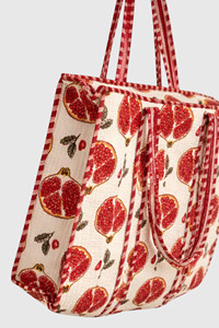 Bolsa de Lona con Estampado de Granadas, Bolsa de Compras para Mujer, Todas las Temporadas, Cierre Abierto, Estilo Moderno - Product Image 2