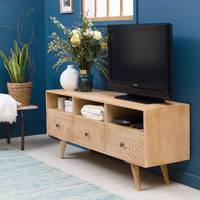 Meuble TV Vandana Cresta Vento en bois de manguier blanchi