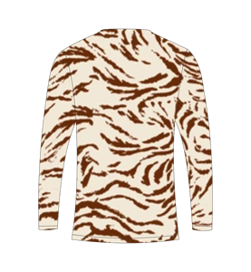 T-shirt à manches longues pour homme, imprimé sublimation personnalisé, motif vague abstraite à rayures de tigre marron, pour la chasse, la pêche, les sports athlétiques et l'entraînement. - Product Image 4