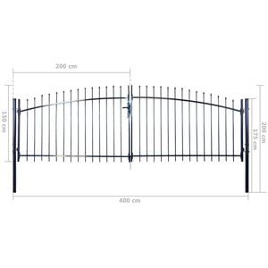 ประตูคู่หอกบนรั้วประตู13 'x 6' ทนทานและสง่างามสำหรับพื้นที่กลางแจ้ง - Product Image 6