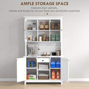 Freestanding bianco rustico armadio dispensa cucina scaffali regolabili supporto a microonde pannello Beadboard cassetto Buffet Hutch Buffet - Product Image 4