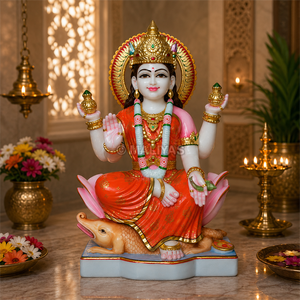 Marble Idols of Ganga Mata | Ganga Mata Marble Idol | Ganga Devi Murti | River Goddess Statue – Maliyas - Product Image 1