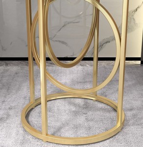 Mesas Auxiliares Metálicas al por Mayor con Tapa de Mármol, Mesa Auxiliar Metálica Dorada para Sala de Estar, Salón, Oficina, Mesa de Centro - Product Image 3