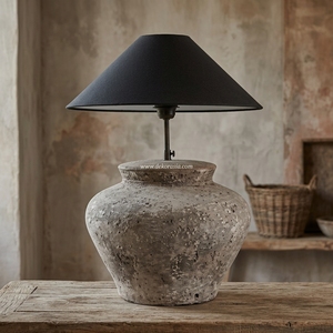 Base de lampe de table rustique en terre cuite Baselamp 02, en céramique artisanale, pour lampe de bureau, vente en gros - Product Image 2