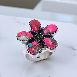 Anillos Casuales de Plata de Ley 925 con Turquesa Color Algodón de Azúcar, Anillos Finos Hechos a Mano al por Mayor, Joyería a Precio de Mayoreo - Product Image 1
